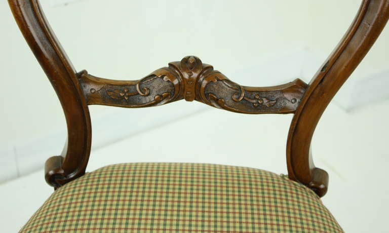 English Four Antique Walnut Balloon Back Chairs, England