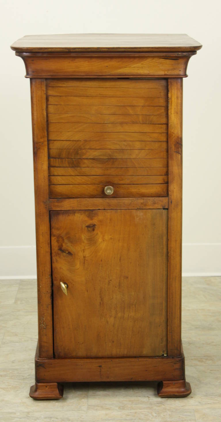 Louis Philippe Antique French Cherry Side Cabinet, Tambour Front Cupboard, One Door Below