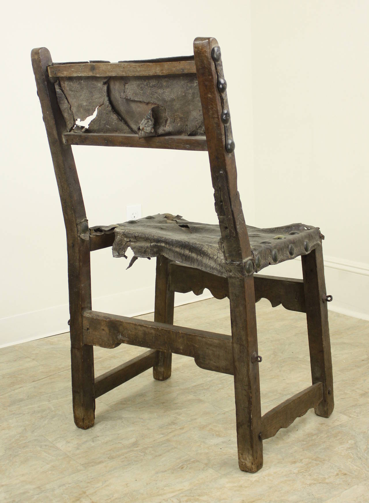 Museum Quality Early Spanish Chair In Distressed Condition For Sale In Port Chester, NY