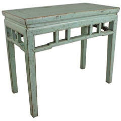 Light Blue Painted Vintage Chinese Console Table