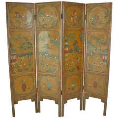 Hand Painted Naive Chinese Antique Screen