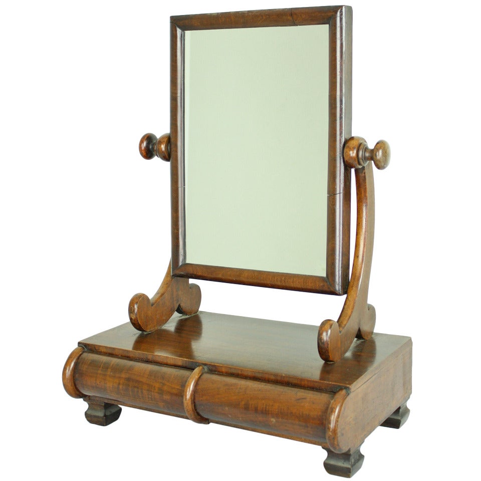 Antique English Mahogany Shaving Mirror