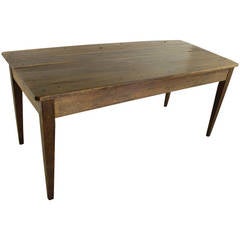 Antique French Plank Top Walnut Farm Table