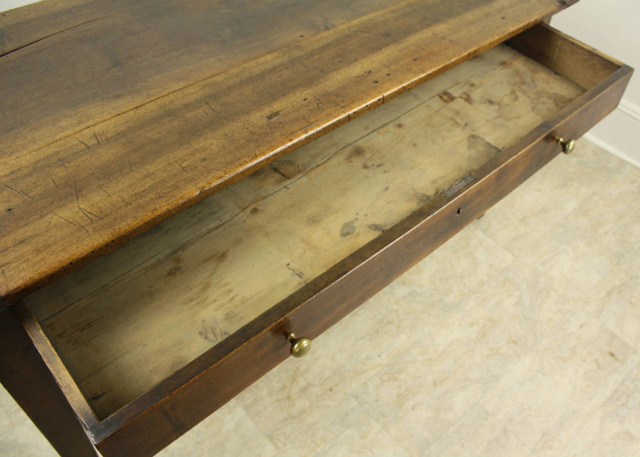 Antique Oak Writing Table or Desk with One Long Drawer In Good Condition In Port Chester, NY