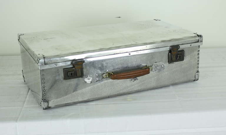 Set of Five Vintage English Aluminum Airplane Suitcases 1