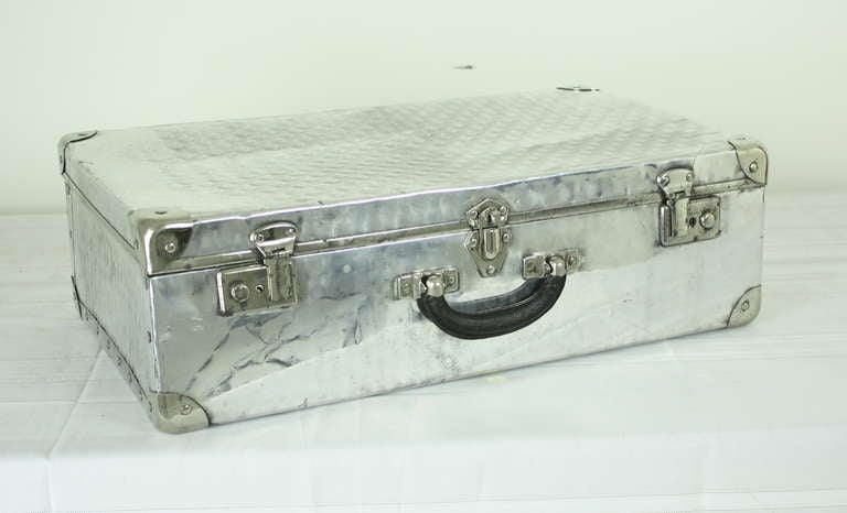 Set of Five Vintage English Aluminum Airplane Suitcases 2