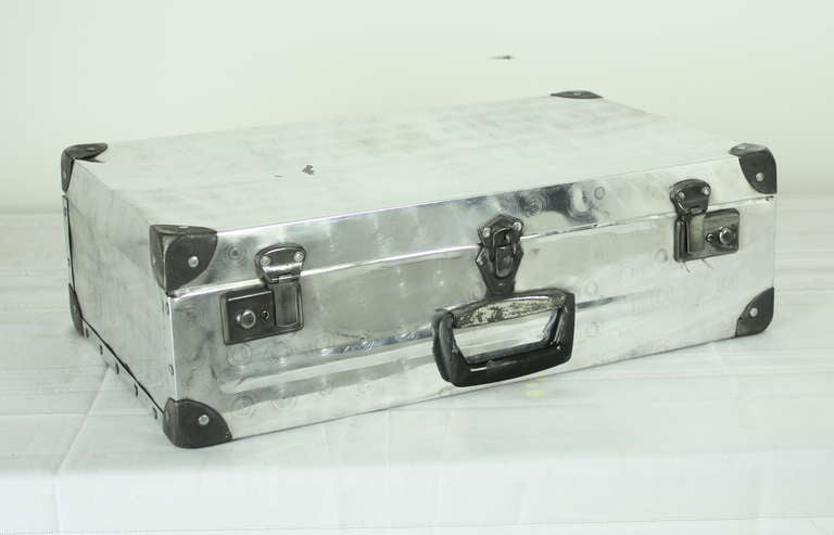 Set of Five Vintage English Aluminum Airplane Suitcases 3