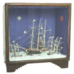 Antique Ships, Moon and Stars, Whale and Sailor Diorama