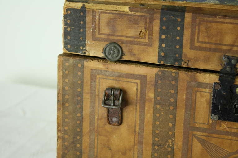 19th Century Small Antique English Painted Travelling Trunk