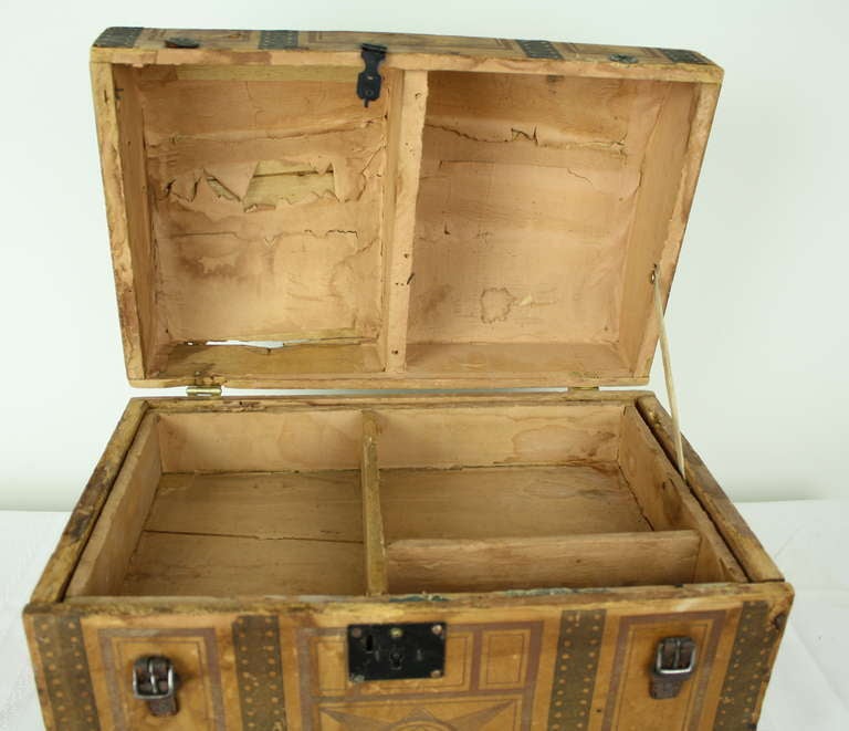 Small Antique English Painted Travelling Trunk 2