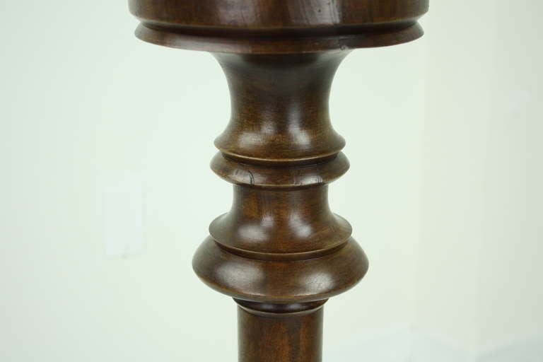 Two Tall Antique French Walnut Candlesticks In Good Condition For Sale In Port Chester, NY