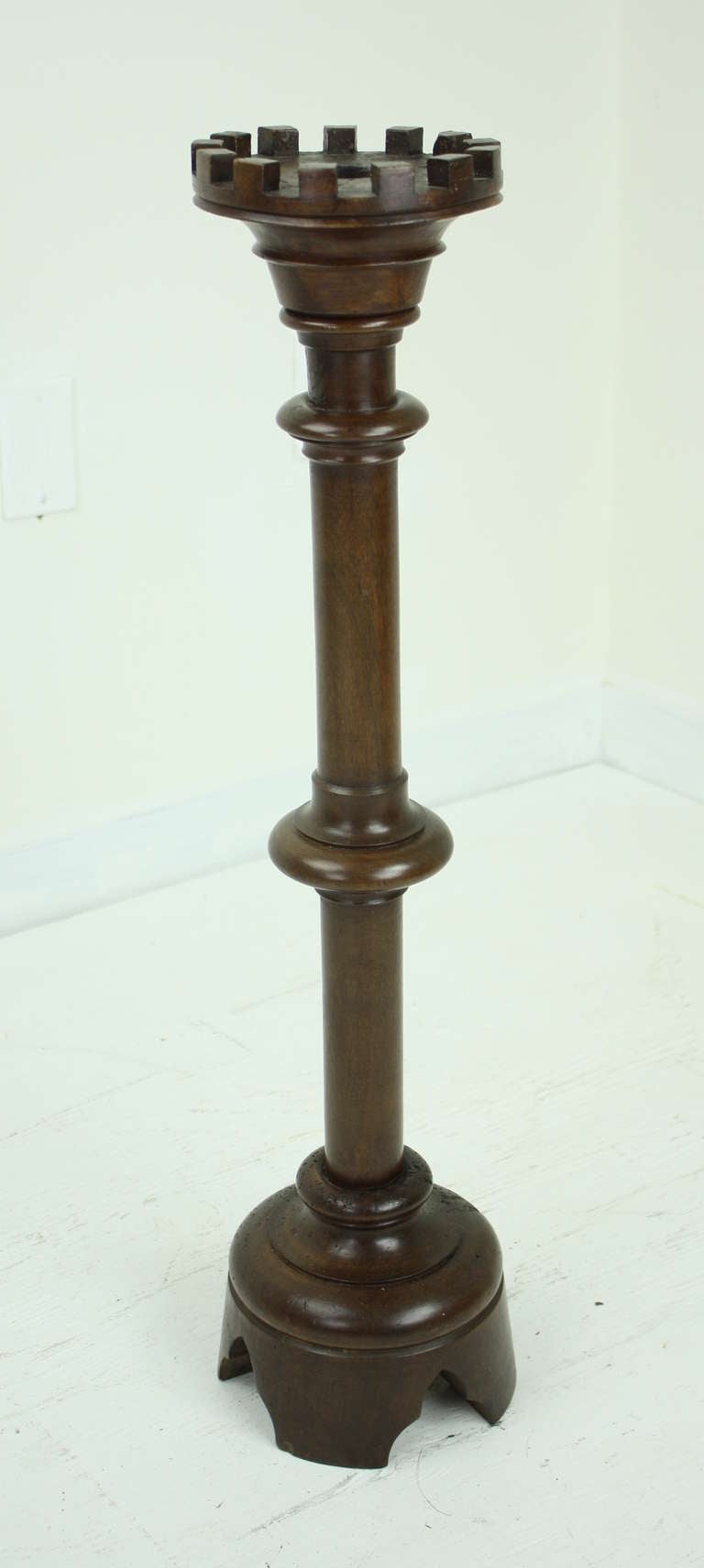 Wood Two Tall Antique French Walnut Candlesticks For Sale
