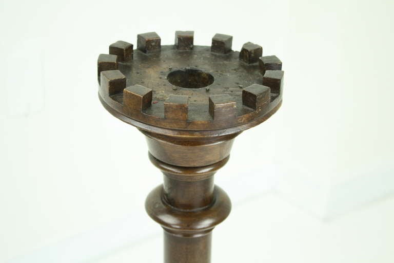 Two Tall Antique French Walnut Candlesticks For Sale 1
