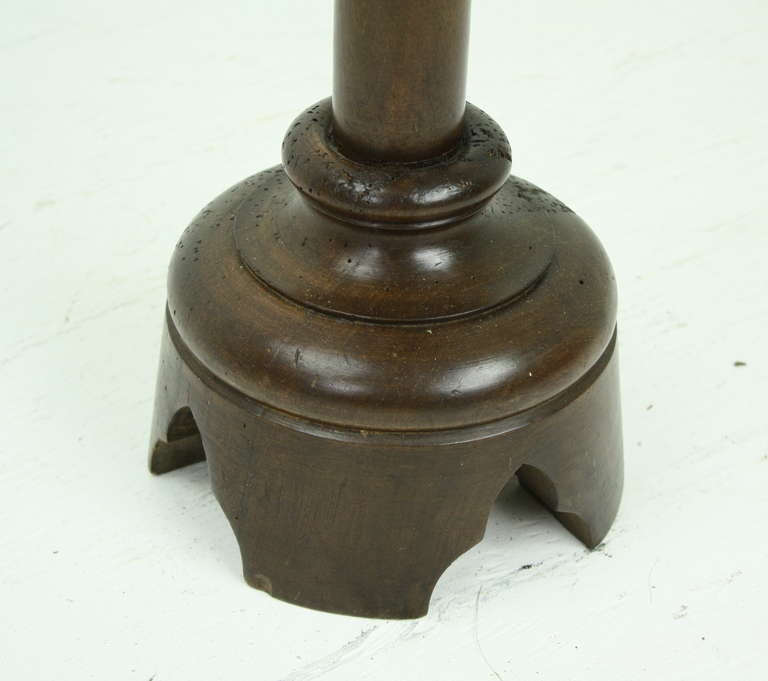 Two Tall Antique French Walnut Candlesticks For Sale 3