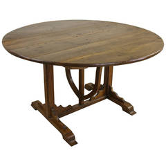 French Antique Oak Vendange Tilt Top Table