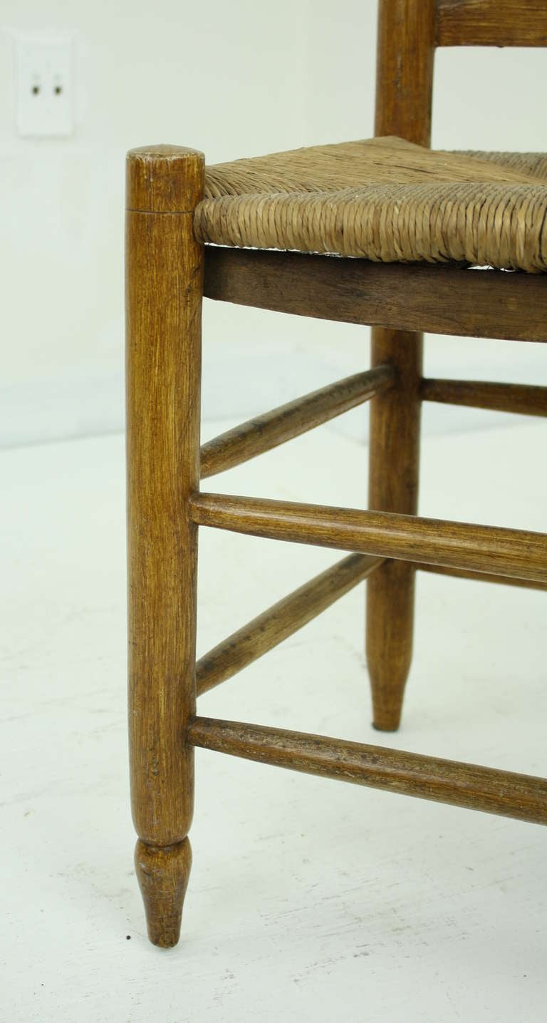 Wood Collection of Eight Antique French Convent Chairs