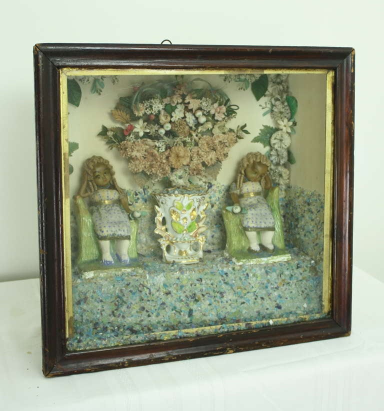 Ceramic Antique English Folk Art Diorama