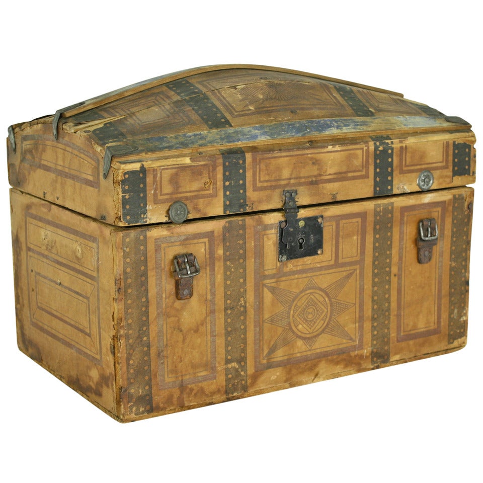 Small Antique English Painted Travelling Trunk