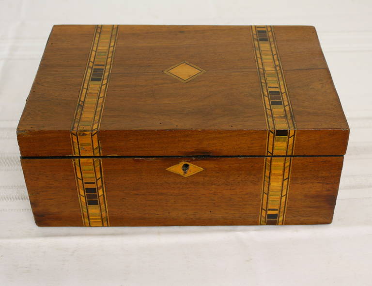 English Collection of Seven Multiwood Inlaid Wooden Boxes