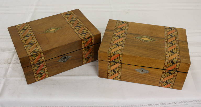 Collection of Seven Multiwood Inlaid Wooden Boxes 2