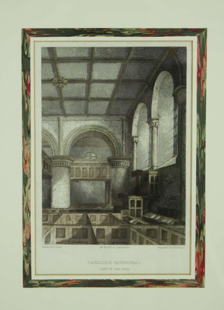 Beautifully hand-colored engravings, very subtle but the coloring is elegant-clear and impressive. These are quite exquisite and for those who appreciate very Fine work, or love the architecture of these Gothic cathedrals, these are very appealing.