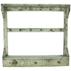 Antique Painted French Hanging Rack with Three Drawers