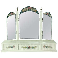 Triptich Barbola Mirror, Vintage, England