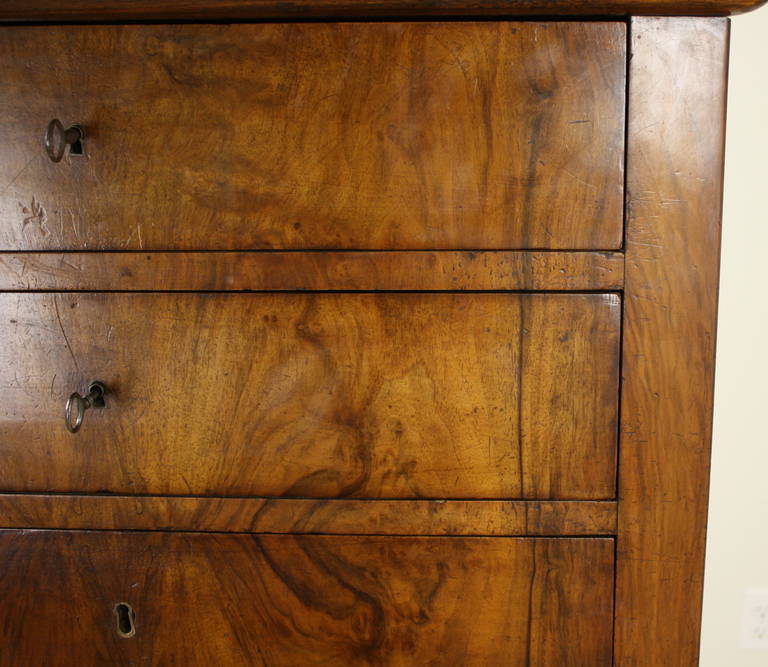 French Antique Walnut Semanier, Original Black Marble Top In Good Condition In Port Chester, NY