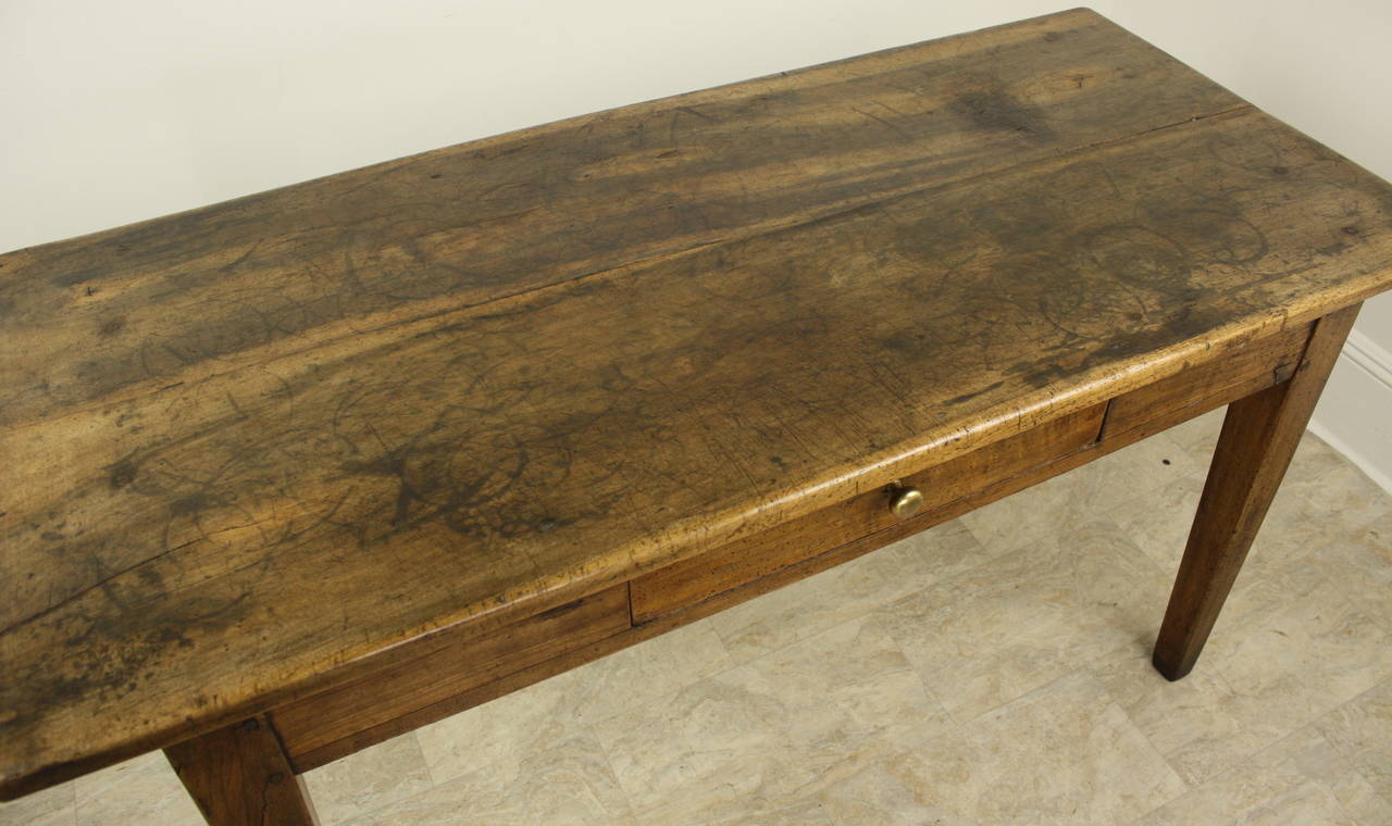 19th Century Chunky Country Walnut Writing Table