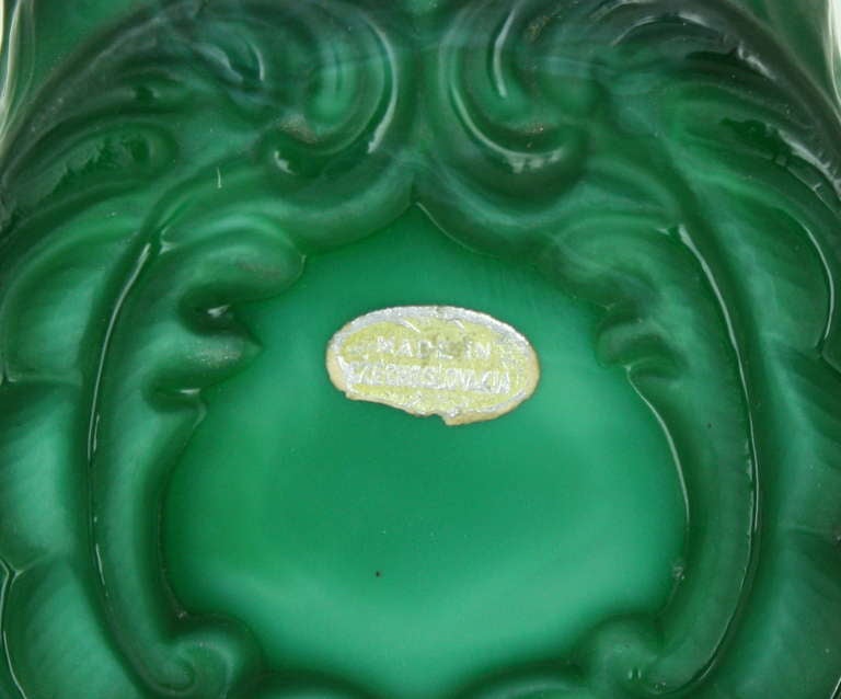 Art Deco Malachite Glass Perfume Flacon Plus One In Good Condition In Port Chester, NY
