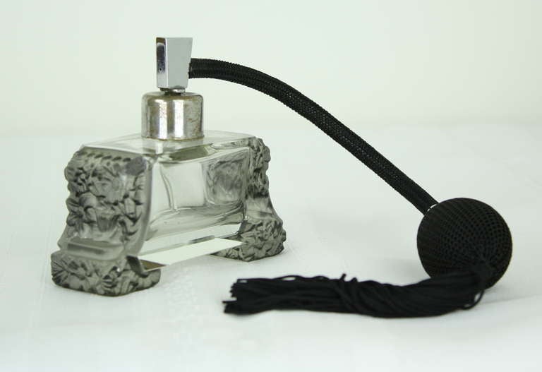 Mid-20th Century Art Deco Malachite Glass Perfume Flacon Plus One