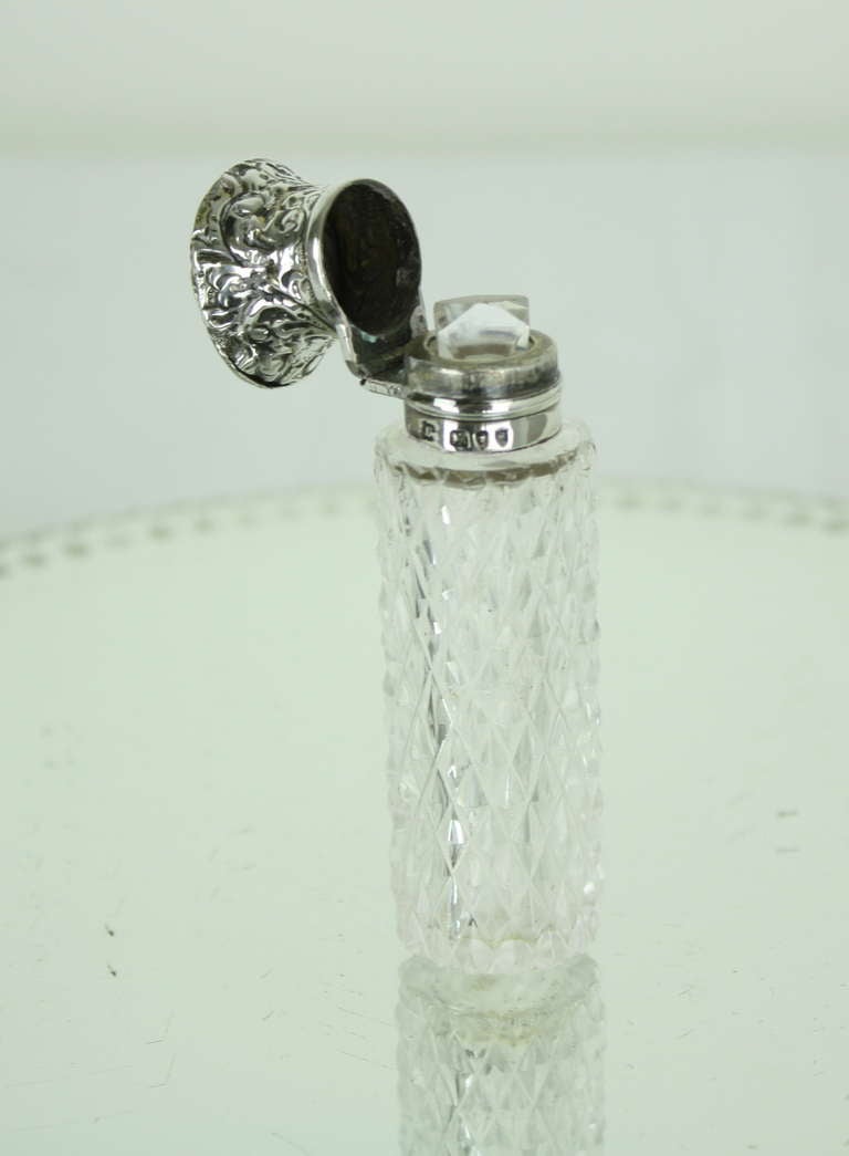 Collection of Four English Hallmarked Silver and Crystal Scent Bottles 3