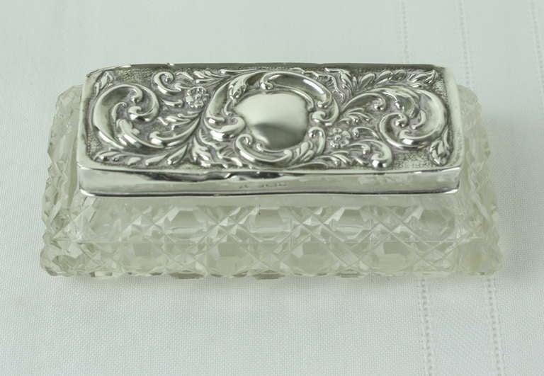 Three Antique English Hallmarked Silver and Crystal Trinket Boxes 1