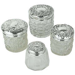 Four Hallmarked Antique English Silver Lidded Pots