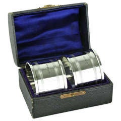 Antique Boxed English 1920 Hallmarked Silver Napkin Rings