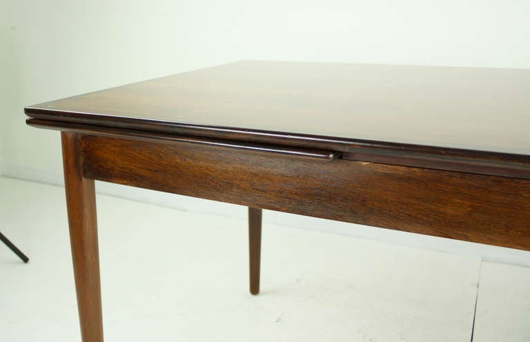 Wood Mid Century Danish Rosewood Drawleaf Dining Table