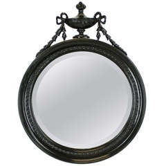 Antique Victorian Round Black Decorative Mirror