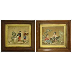Pair of Early English Needlepoints of Dogs, Original Frames 9