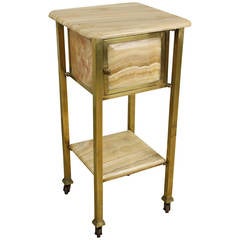Vintage French Brass and Marble Cabinet