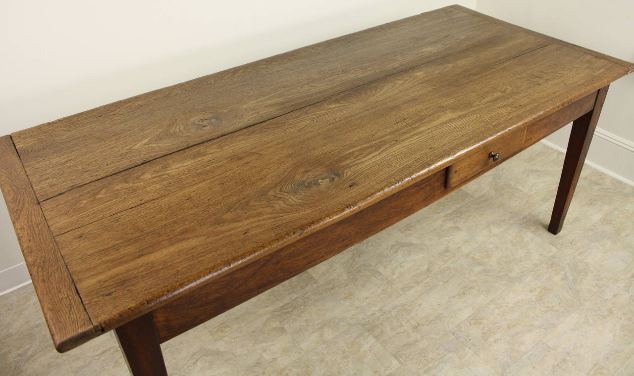 Antique French Elm Farmhouse Table, One Drawer In Good Condition In Port Chester, NY