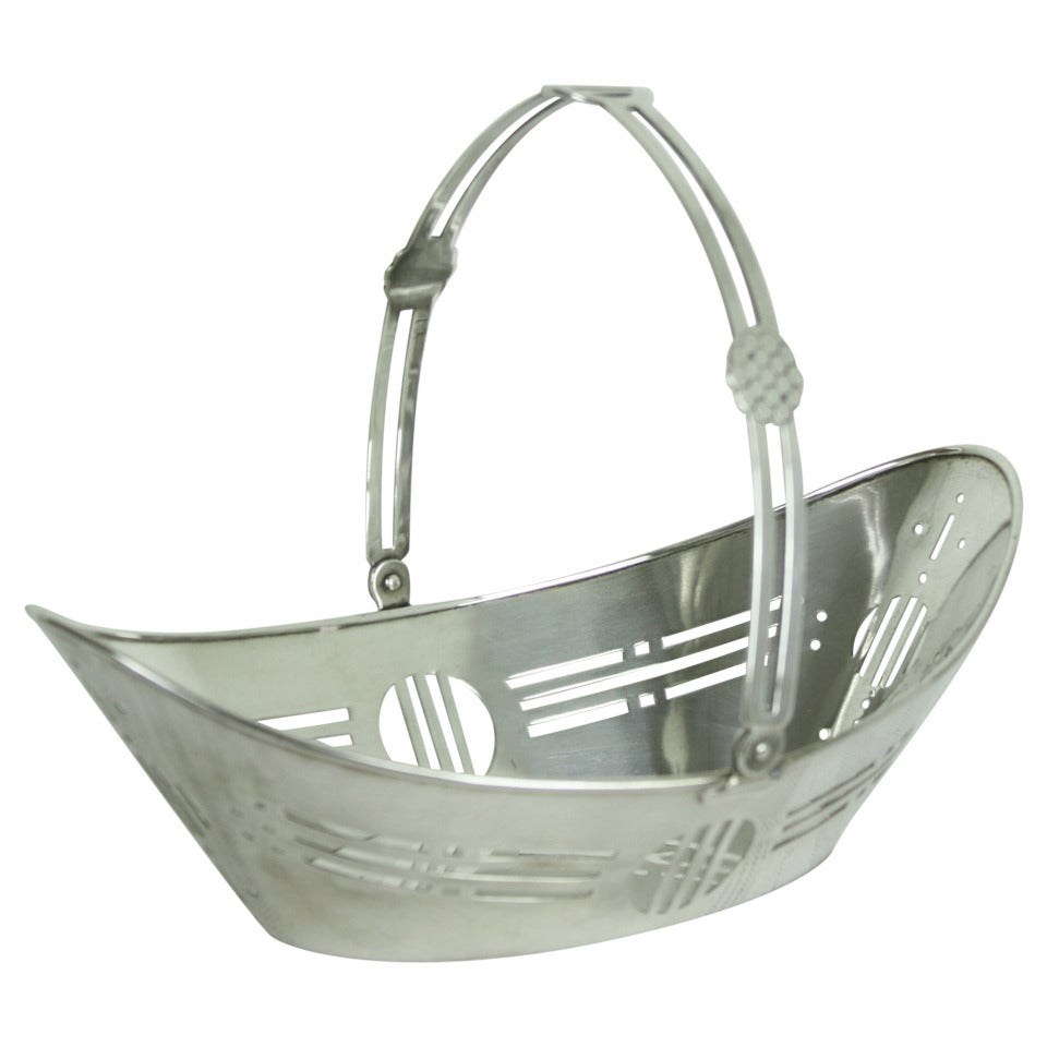 English Art Deco Silver Plate Basket