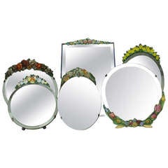 Collection of Six English Vintage Barbola Mirrors