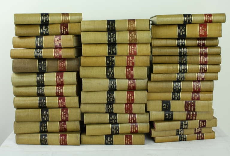 Vellum-bound, with very attractive spines, highlighted in red and black. Reports are from the 1920s-1940s. This collection provides a great look for a lawyer's library. The books measure 65