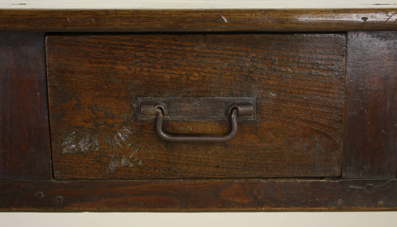 Antique Three Drawer Long French Chestnut Server 1