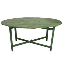 Antique French Green-Painted Oval Vendange Table 12