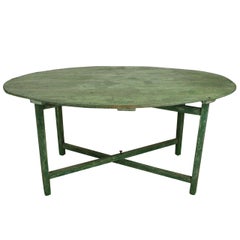 Antique French Green-Painted Oval  Vendange Table