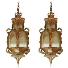 Antique Phenomenal Pair Of Monumental Baroque Lanterns