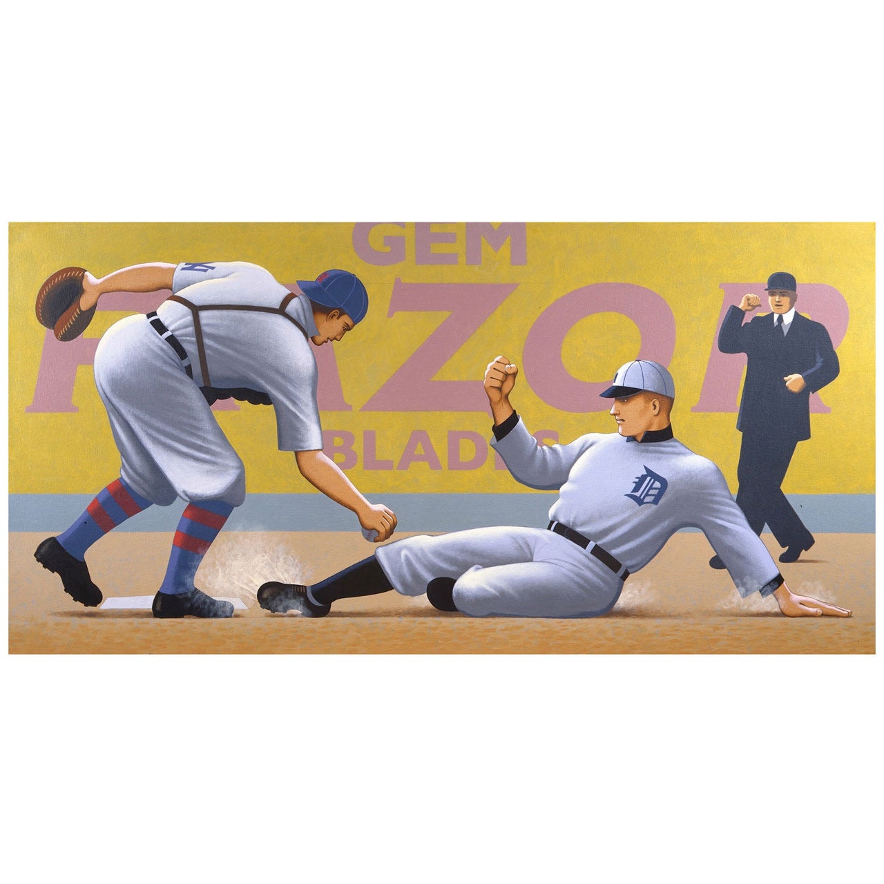 "Ty Cobb: Out at Home Plate" Painting by Lynn Curlee