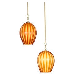 Vintage Pair of Amber and Yellow Murano Pendants
