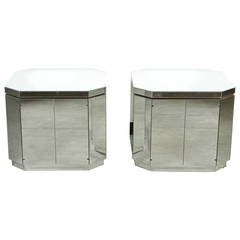 Pair of Octagonal Mirrored Cabinets